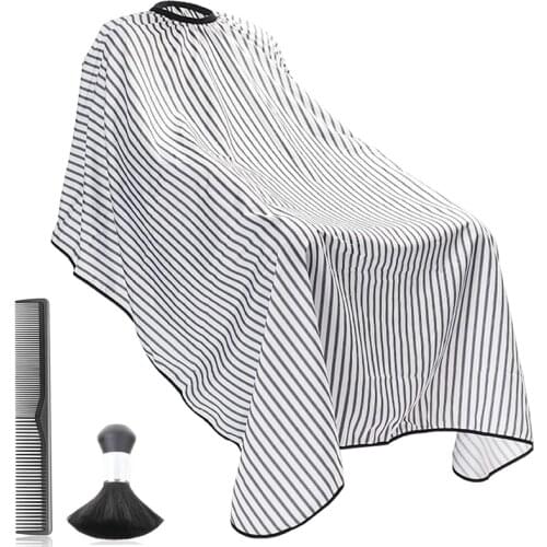 Y1UF 3pcs/set Black White Striped Cape Adjustable Neckline Waterproof Shawl Hairdressing Haircut Dyeing Hair Barbershop Apron