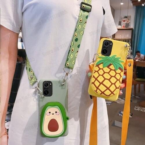 3D Cartoon Crossbody Lanyard Phone Case For Xiaomi POCO F3 K40 PRO 5G Wallet Case For Redmi 11 POCO M3 X3 NFC Stand Phone Cover
