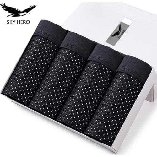 4pcs/lot Mens Panties with Hole Summer Shorts Underwear Man Boxer Comfort Male Underpants Underpanties Slip for Boys Husband