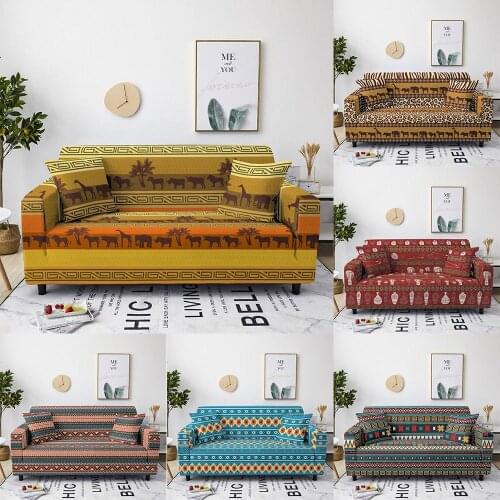 African Ethnic Sofa Cover Cotton Set Elastic Couch Cover Sofa Covers for Living Room Bohemia Slipcover Sofa Towel 1/2/3/4-Seater