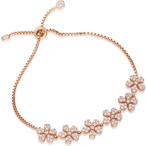 Asansörlü Çiçek Gümüş Bileklik 925 Ayar