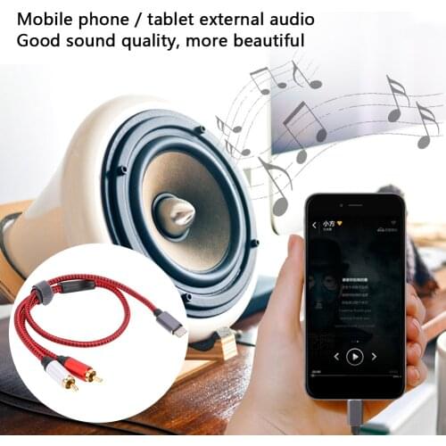 0.5m 1m 1.5m USB C Male to 2 RCA Male Audio Cable 29AWG Aluminum Alloy 5mm Audio Cable for Xiaomi Huawei Tablet Speaker