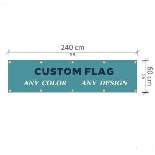 Custom Flag Cheap 2x8 FT Flying Banner Printing Any Size 100D Polyester Fabric Copper Grommets,Free Shipping