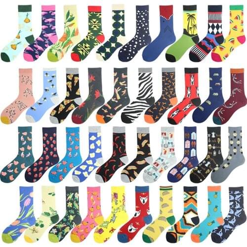 Watch Flamingos Bee Dog Jacquard Funny Socks Men Personality Design Cotton Hip Hop Streetwear Crew Meias Men Brand Unisex Sokken