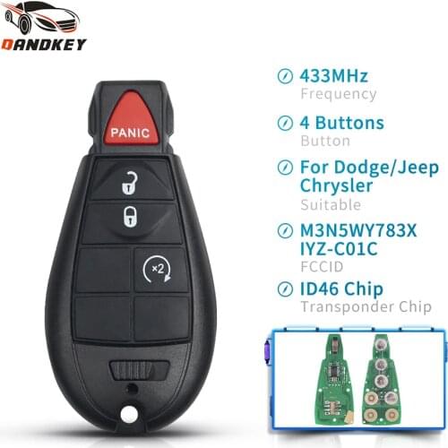 Dandkey 5pcs M3N5WY783X IYZ-C01C 3/4/5/7 Buttons 433Mhz For Dodge Jeep Chrysler 300 Charger Magnum Fob Smart Remote Car Key