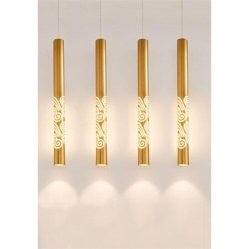 Thrisdar 5W 60CM Nordic Painted Long Tube Hanging Light Cafe Bar Shop Counter Pendant Lamp Cylinder Pipe Restaurant Pendant Lamp