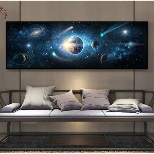 Solar System Canvas Painting Wall Art Planet Paintings Space Astronaut Posters and Prints for Living Room Bedside Artwork Decor