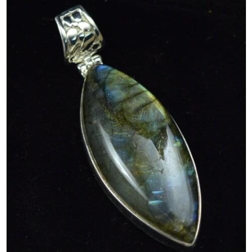 Multi Fire Labradorite Pendant 925 Sterling Silver, 49.2 mm, MHBAP6150