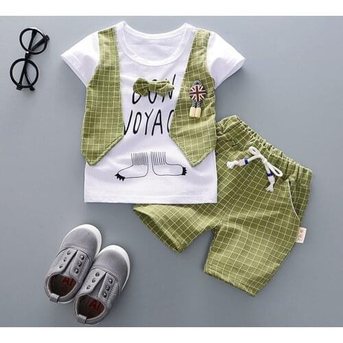 Summer Kids Clothes Sets Newborn Baby Clothes Toddler Baby Boys Gentleman Bow T-shirt Tops Shorts Pants Outfits Clothes Set