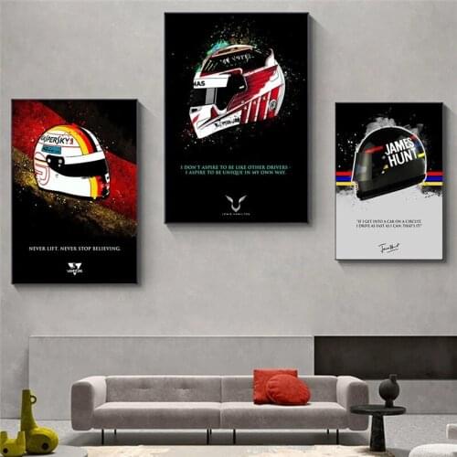 Fashion Racing Car New F1 Helmets Posters and Prints Star Ayrton Senna Wall Art Print Pictures Living Room Decor Canvas Painting