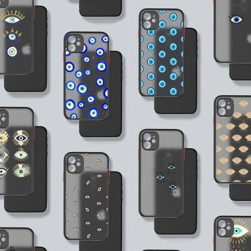 Fashion Evil eye Phone Case For iphone 12 11 8 7 plus mini x xs xr pro max matte transparent cover