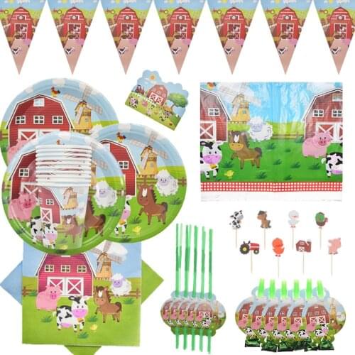 Farm Animal Barn Themed Party Supplies Disposable tableware set baby shower Farm House Fun Barnyard Animals Party Decorations