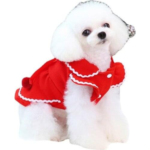 New Dog Dress Autumn Winter Pet Clothes Woolen Puppy Princess Clothing Festival Costume For Small Little Dog