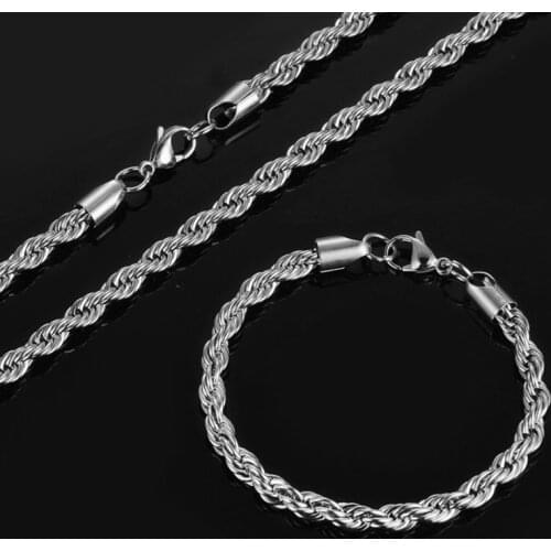 New Arrival 6mm/8mm Twist Chain 316L Stainless Steel Twist Chains Necklace Set Jewelry for women/men