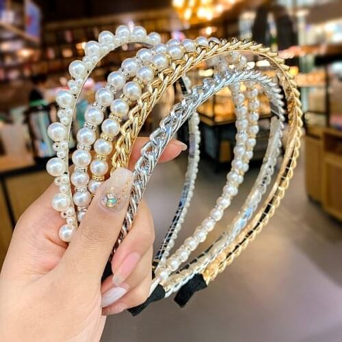 Sweet Cute Pearls Hairbands Fashion Headband Hair Hoops Holder Ornament Head Band Lady korean Hair Accessories for Girls