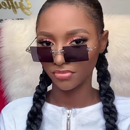 Cute Candy Lens Small Square Sunglasses Women Trendy Rimless Sun Glasses Shades for Women Men Driving Eyewear zonnebril dames