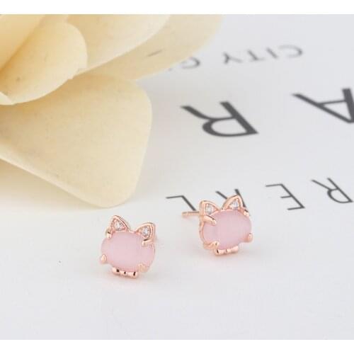 Popular 925 Silver Mosaic Jade Crystal Cat Earrings Trendy Fashion Charm Jewelry Accessories Amulet Gifts for Women Her