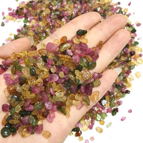 Drop Shipping100g Rare Beautiful Natural Rainbow Tourmaline Crystal Gravel Tumbled Stone Natural Stones And Minerals