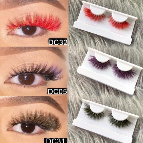 Mikiwi Green 3D Colored Eye Lashes Natural Dramtic Red Yellow Purple White Cosplay Makeup Eye Lash Different Color Mink Eyelash