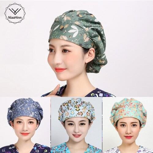 Unisex Scrubs hat Health workers work scrubs Caps for Long hair Laboratory operator caps Pet Grooming Agency scrubs hat printing