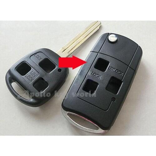 3 Buttons Replacement Modified Flip Folding Remote Key Shell Case For Toyota Camry Prado Fob Key Cover