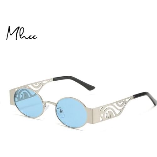 New High Quality Metal Sunglasses Punk Oval Fashion Goggles Hollow Temples Trend Men and Women Combination Glasses