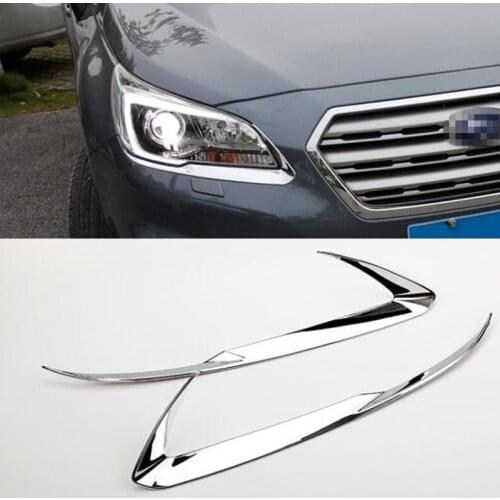 Car styling ABS Chrome Front Head Light Eyelid Cover Trim 2pcs For Subaru Outback 2015 2016 2017