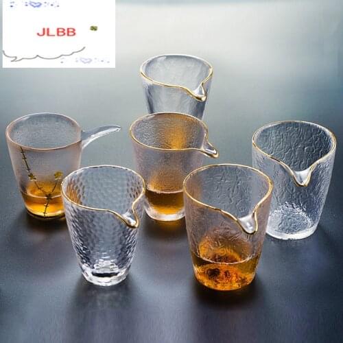 Japanese Style Glass Fair Cup Simple with Glod Rim Tea Maker Kung Fu Tea Lique Divider Gongdao Mug Teaware