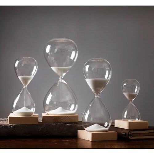 Manufacturers wholesale wooden four-poster hourglass creative home craft decoration 15/30 minutes glass hourglass timer