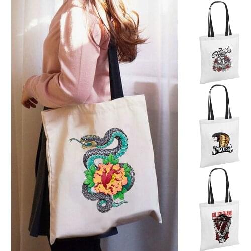 Women Canvas Tote Wide Rope Shoulder Bag Fashion Print Fabric Reusable Beach Handbags Harajuku Style Shopper Bags