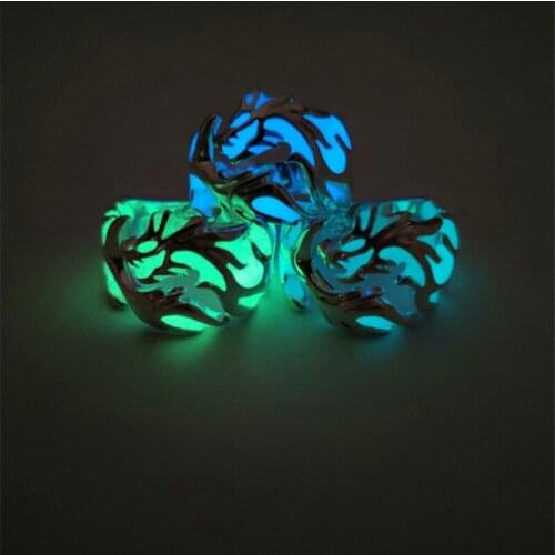 WWLB Mens Ring Luminous Dragon Rings For Men Women Rings Glow In The Dark Male Ring Jewelry