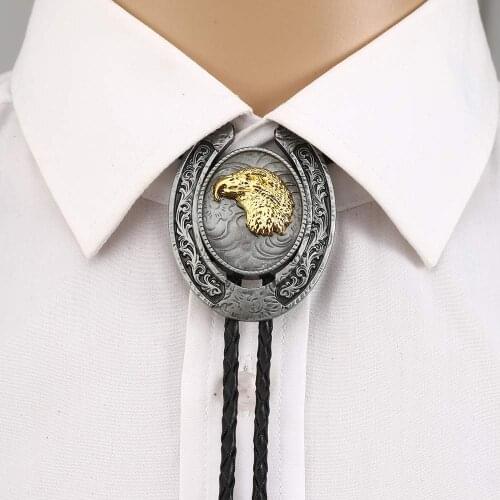 U shape 3D animal 3D bolo tie for man cowboy western cowgirl lather rope zinc alloy necktie Vintage color