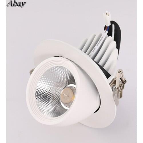Dimmable Embedded Retractable LED Downlights 10W20W30W AC85-265V Adjustable 360° COB LED Ceiling Spot Lights Indoor Lighting