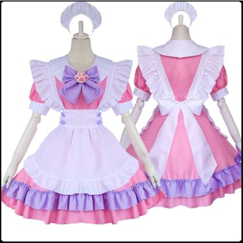 Pink Cute Cat Lolita Maid Dress Cosplay Costume Suit for Girls Woman Waitress Maid Party Stage Costumes