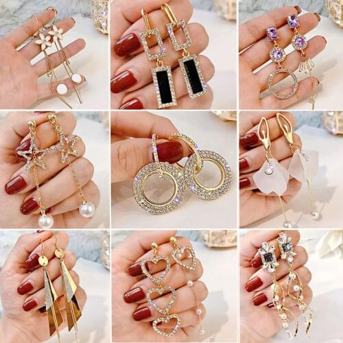 New Korean Fashion Tassel Dangle Earrings For Women Bohemian Golden Round Zircon Wedding Earring Party Fashion Jewelry Gifts