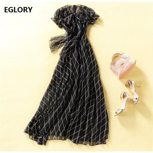 Bow Tie Elegant Long Dress 2020 Summer Fashion Party Evening Vestido Women Geometric Print Short Sleeve Floor Length Maxi Dress