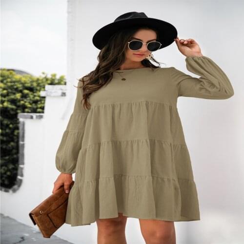 Autumn Dress Women Solid Color A-Line Dresses Hollow Out Long Sleeve Slim Dress For Womens Clothing 2021Casual Vestido De Mujer