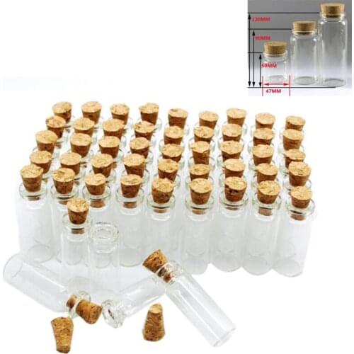 1PCS Clear Empty Glass Bottle Craft Jars Vials With Cork Stopper Transparent Glass Container