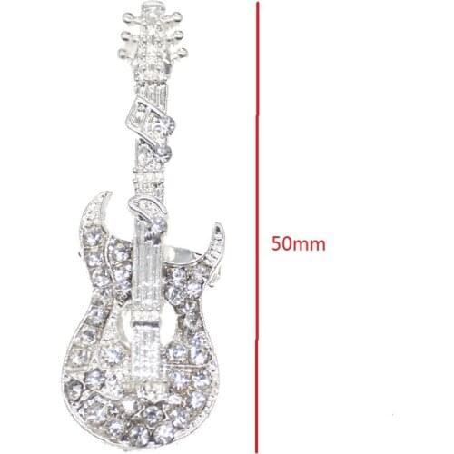 100pcs/lot / Flower Girl Jewelry Clear Crystal Luxury Cute Guita Musical Art Deco Bridal Brooch Pin