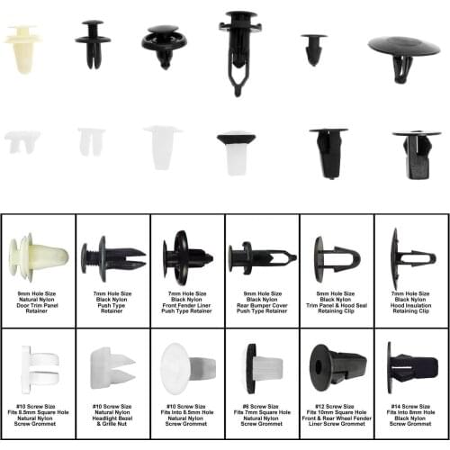 146Pc Plastic Rivet Fastener Fender Door Hood Bumper Trim Panel Clips Body Retainer Assortment For Toyota Mazda Honda Mitsubishi