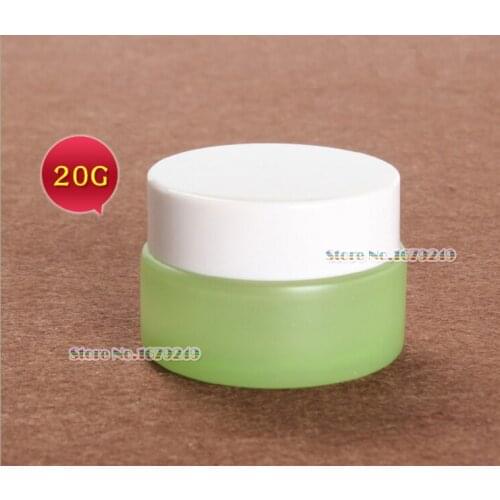 20 30 50g/ml Green colour jar White cap Frosted empty cosmetic cream jar bottle cream cosmetics Bottle glass 200pcs/lot