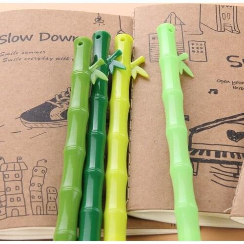 30 Pcs Cute Creative Bamboo Gel Pen Black Student Supplies Prizes Learning Stationery Factory Direct Pens for School