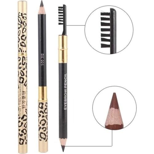 5 Colors Sexy Leopard Double-head Eyebrow Pencil With Eyebrow Brush Professional Waterproof Long-lasting Eye Brow Cosmetic