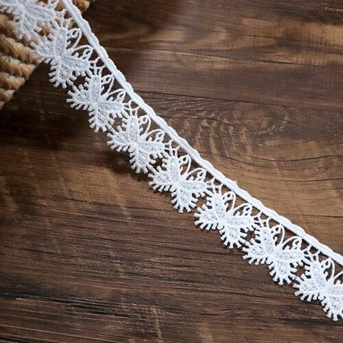 5 Yards 3.3 cm Wide butterfly Lace Trim White trimmings For Dress Sewing Home Textile Handmade Clothes Lace Appliques DIY Craft