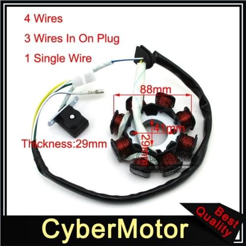 8 Coil Poles 4 Wire DC Magneto Stator For Chinese GY6 50cc Engine Moped Scooter