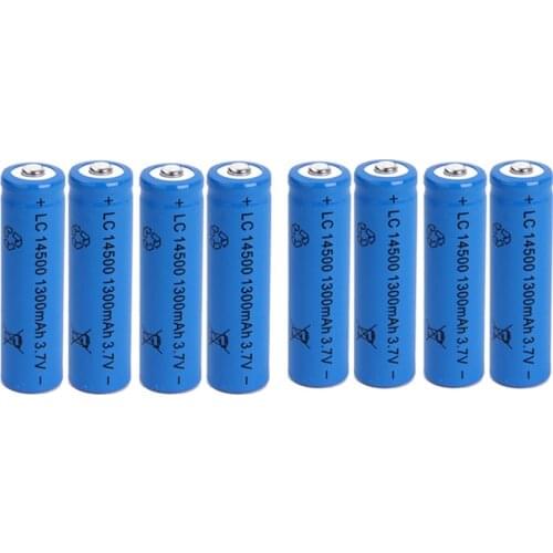 8pcs/lot Large capacity 14500 battery 3.7V 1300mAh rechargeable lithium battery for flashlight battery