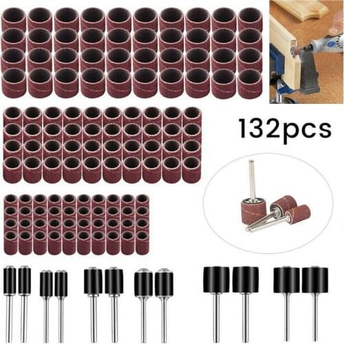 132pcs Dremel Grit Sanding Bands Multi-function Sandpaper Polishing Carving Nail Drill Bits Electrical Tools Abrasive Sandpaper