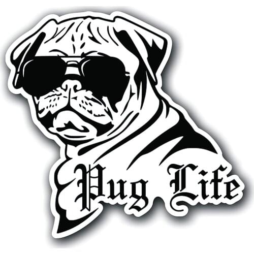 Pug Life Dog Car Sticker Decoration Waterproof Decal Laptop Guitar Truck Motorcycle Auto Accessories PVC,14cm*13cm