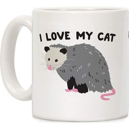 I Love My Cat Opossum White 11 Ounce Ceramic Coffee Mug Friends Gift Milk Cup Mug