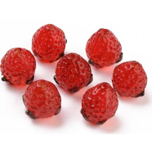 100Pcs Strawberry Pineapple Persimmon Lampwork Handmade Beads Glass Loose Bead DIY Findings for Bracelet Necklace Earring Making